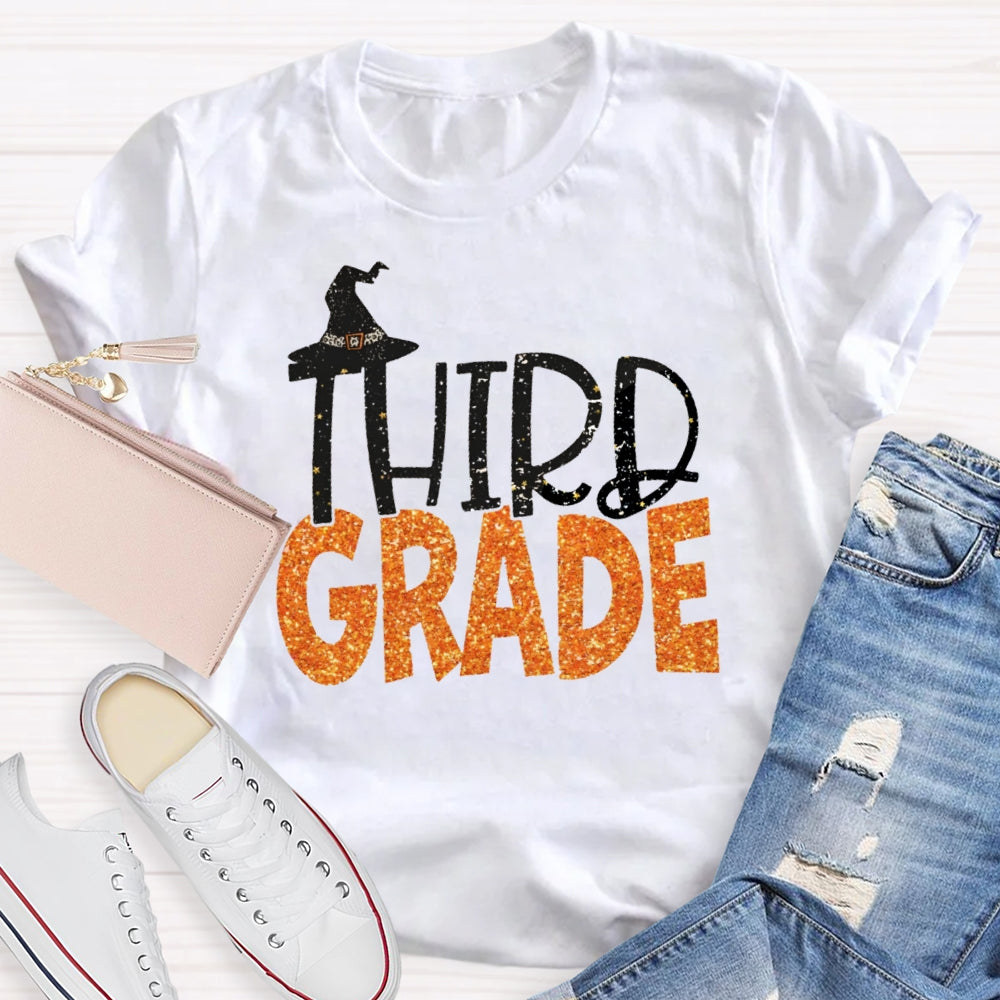 Personalized Grade 3rd Grade Witch Hat Halloween T-shirt