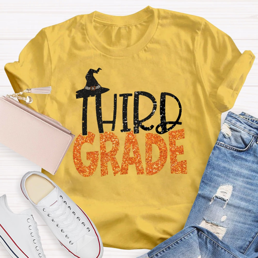 Personalized Grade 3rd Grade Witch Hat Halloween T-shirt