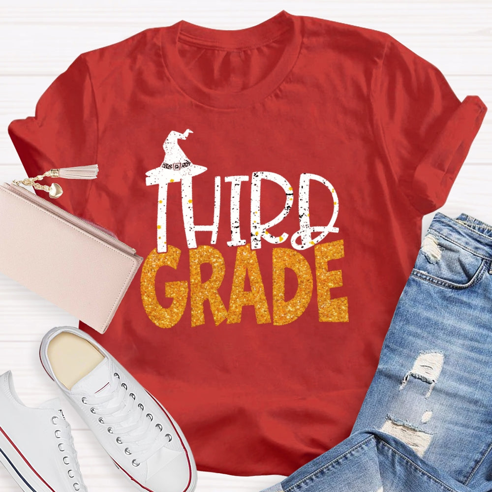 Personalized Grade 3rd Grade Witch Hat Halloween T-shirt