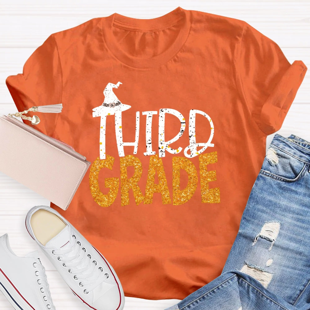 Personalized Grade 3rd Grade Witch Hat Halloween T-shirt