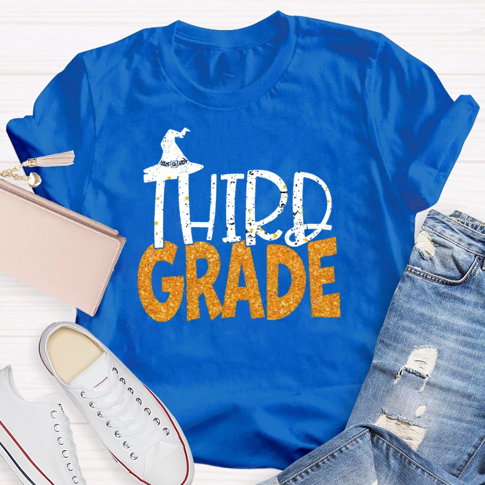 Personalized Grade 3rd Grade Witch Hat Halloween T-shirt