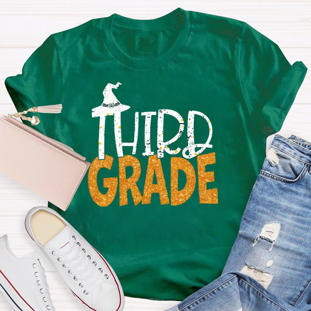 Personalized Grade 3rd Grade Witch Hat Halloween T-shirt