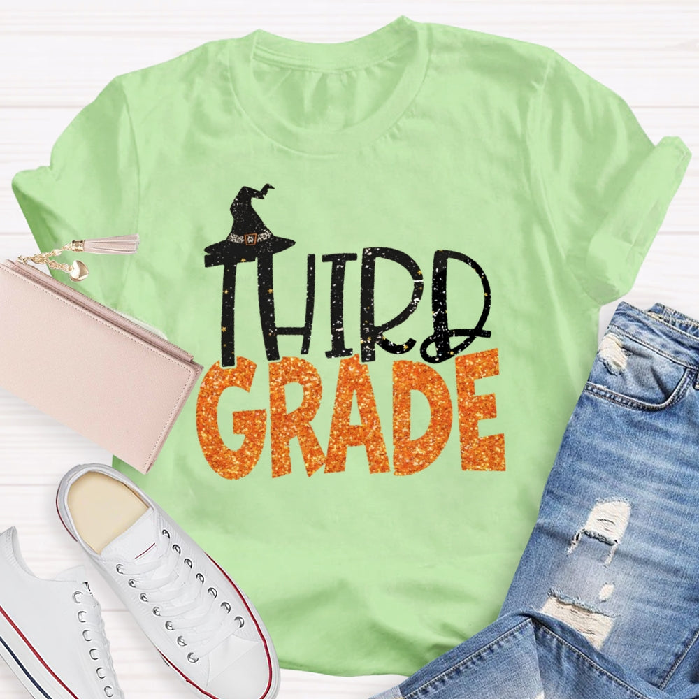 Personalized Grade 3rd Grade Witch Hat Halloween T-shirt