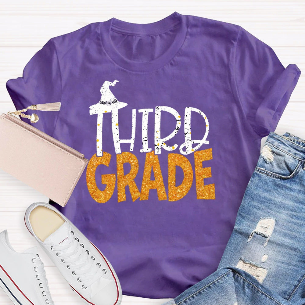 Personalized Grade 3rd Grade Witch Hat Halloween T-shirt