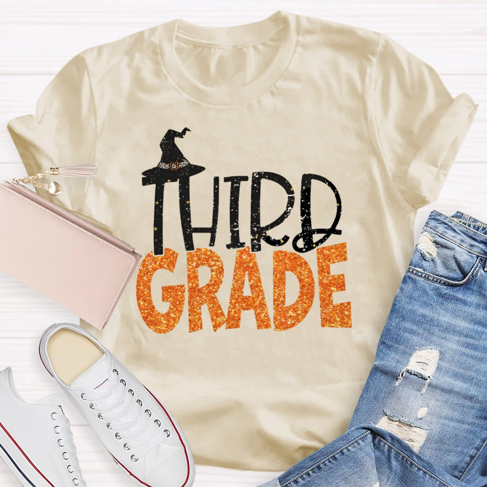 Personalized Grade 3rd Grade Witch Hat Halloween T-shirt