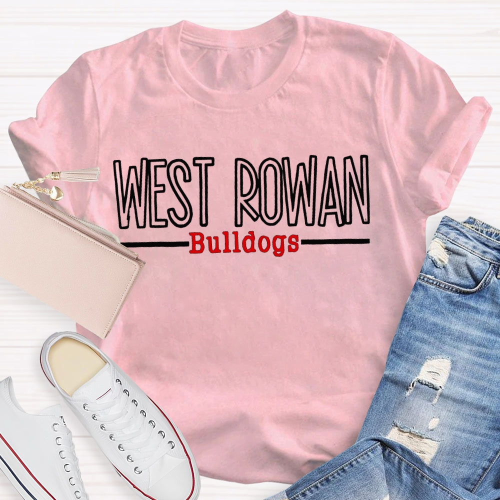 Personalized Mascot And School Name West Rowan Bulldogs White Red Font T-Shirt