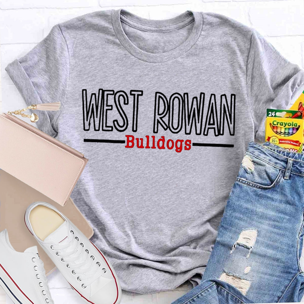 Personalized Mascot And School Name West Rowan Bulldogs White Red Font T-Shirt