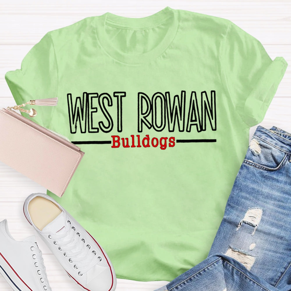 Personalized Mascot And School Name West Rowan Bulldogs White Red Font T-Shirt