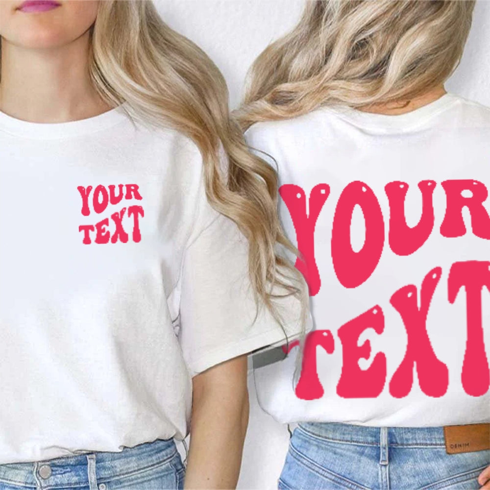 Personalized Your Text Funny Double Printed T-shirt