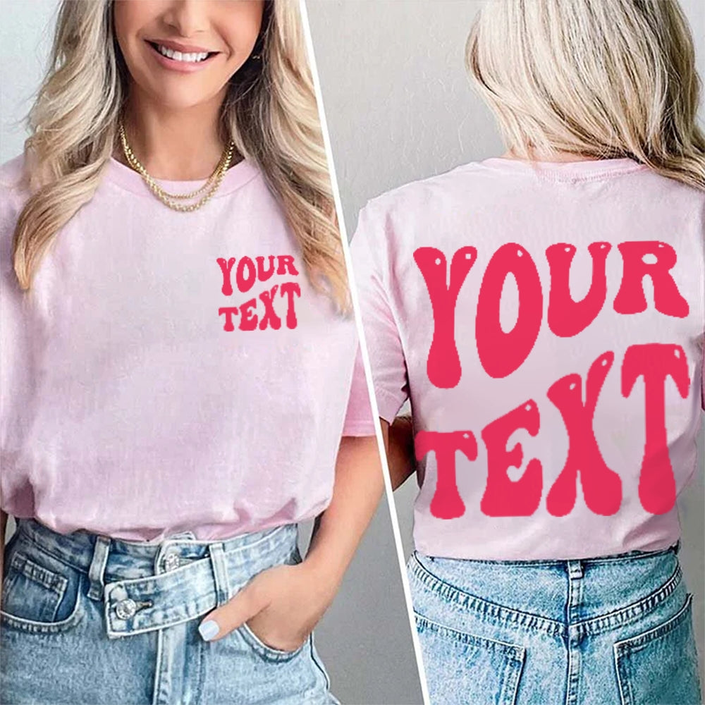 Personalized Your Text Funny Double Printed T-shirt