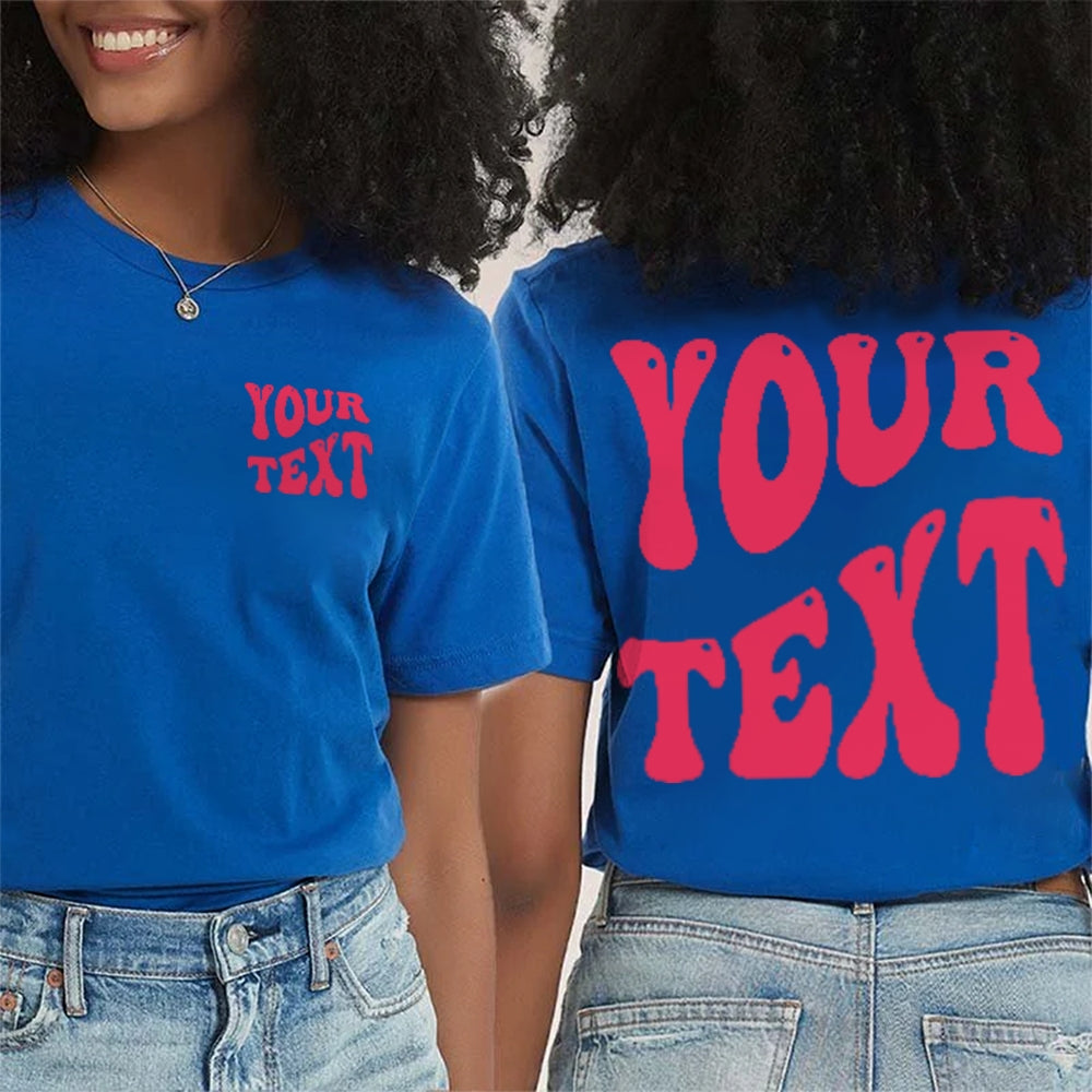Personalized Your Text Funny Double Printed T-shirt