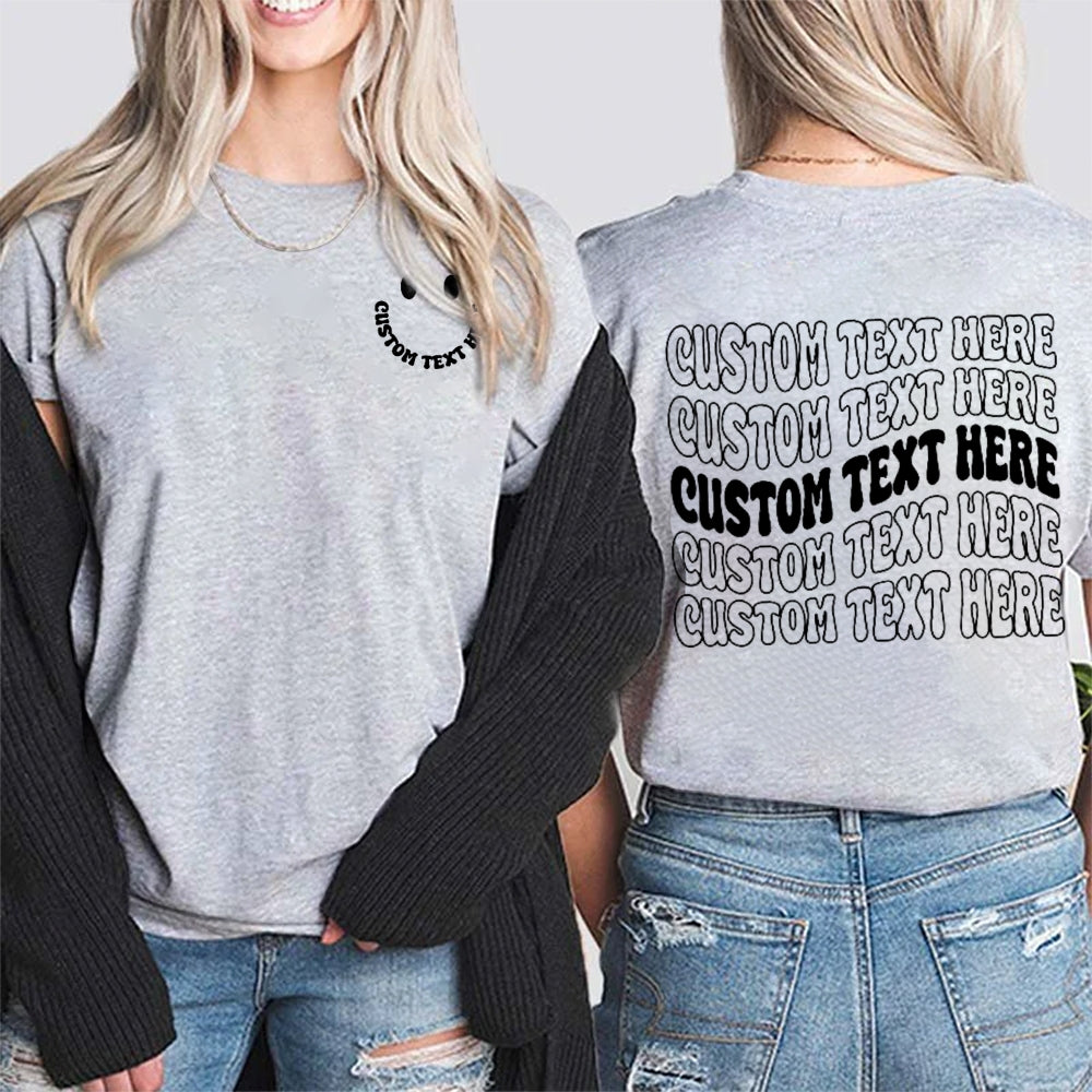 Personalized Custom Text Here  Double Printed T-shirt