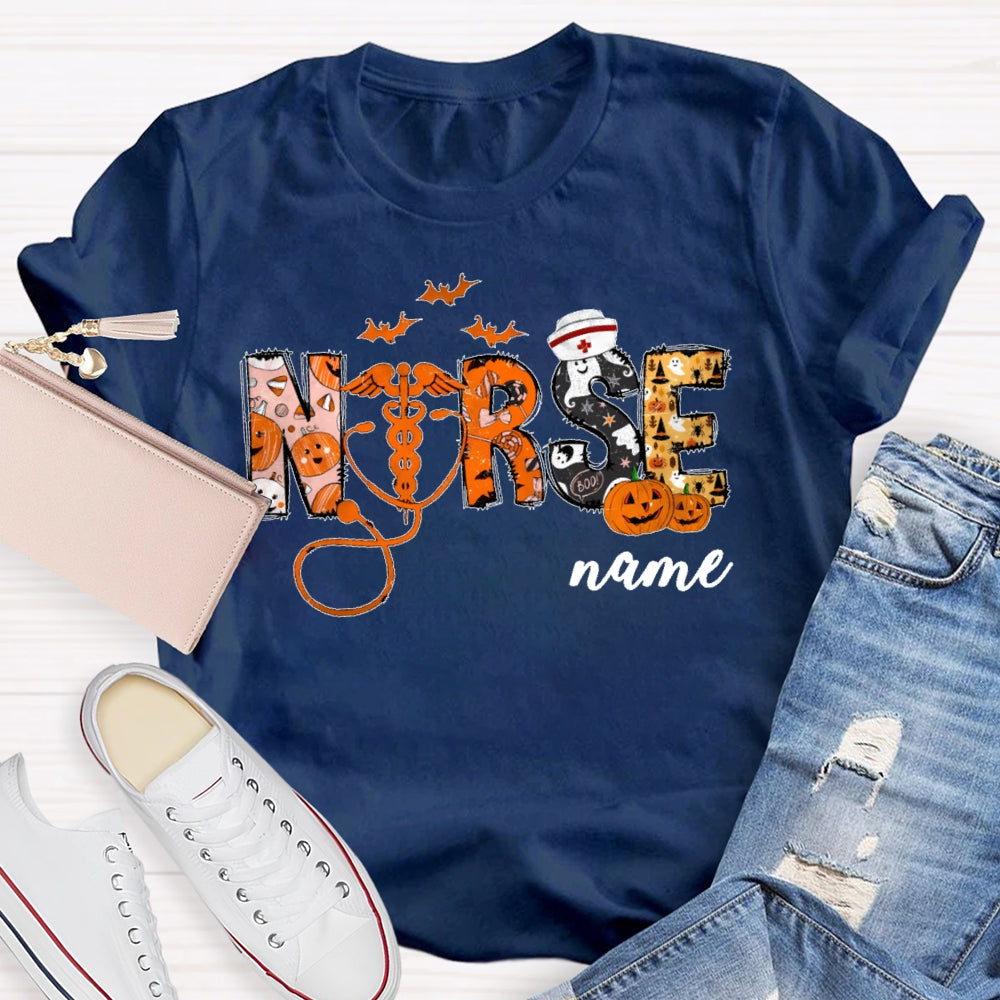 Personalized Name Nurse Halloween T-shirt