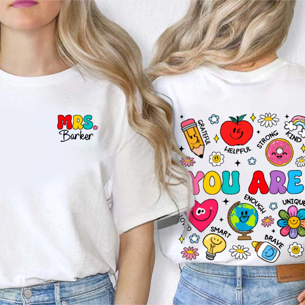 Personalized Name You Are Kind Brave Smart Helpful Grateful Enough Funny Double Printed T-shirt