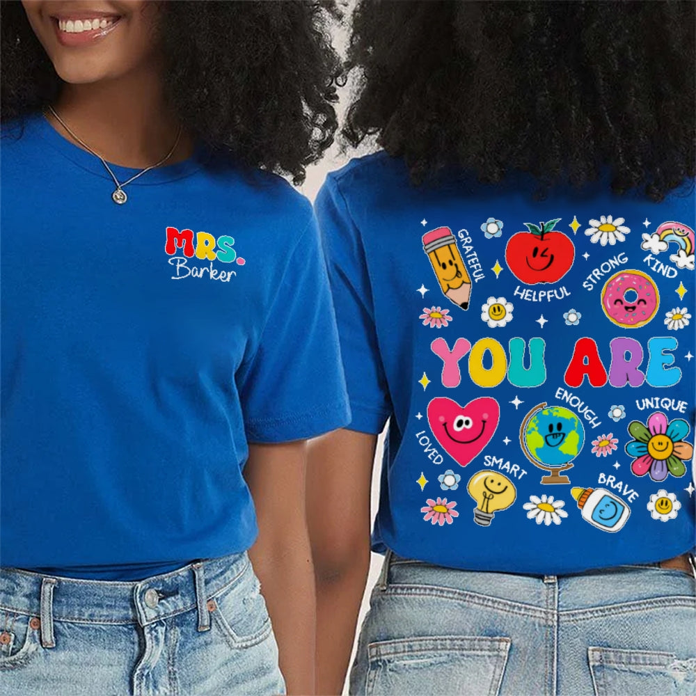 Personalized Name You Are Kind Brave Smart Helpful Grateful Enough Funny Double Printed T-shirt