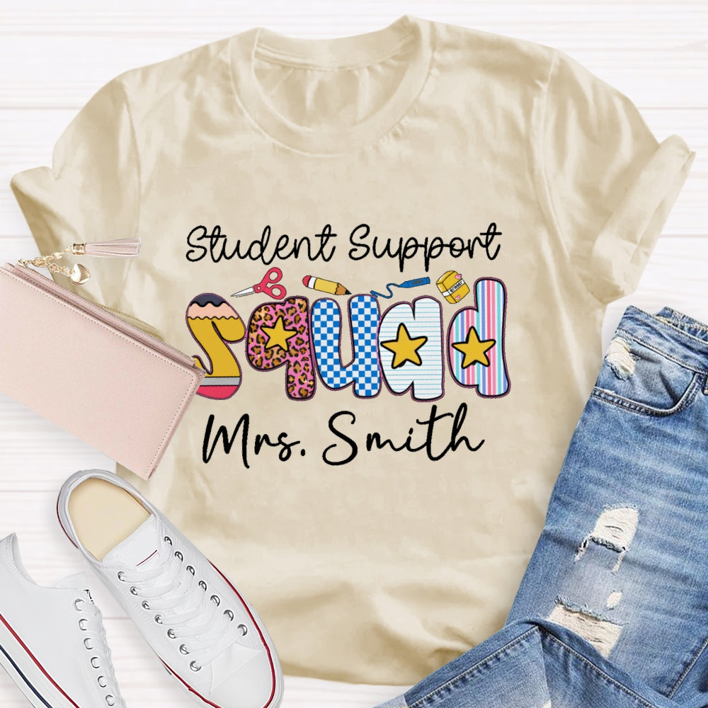 Personalized Name Student Support Squad School Counselor Student Services T-shirt