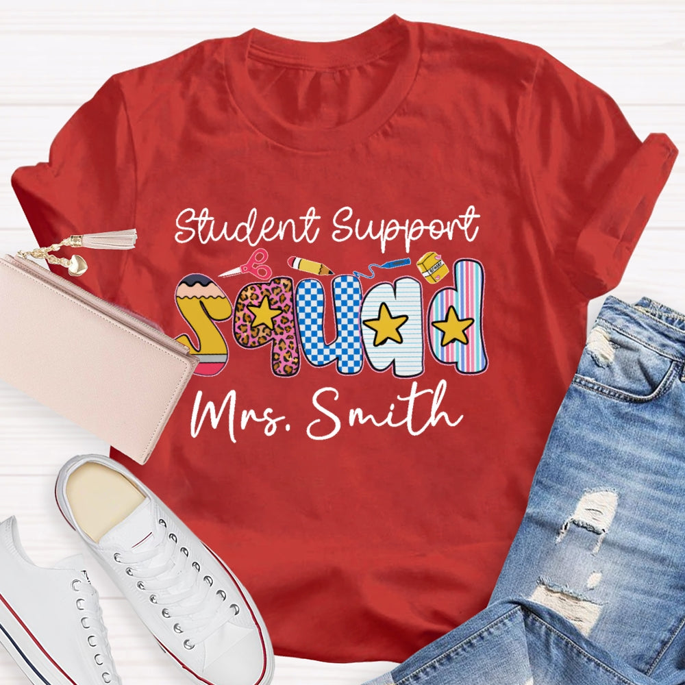 Personalized Name Student Support Squad School Counselor Student Services T-shirt