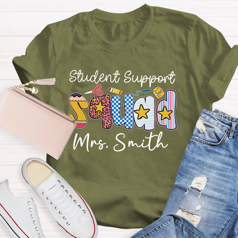 Personalized Name Student Support Squad School Counselor Student Services T-shirt