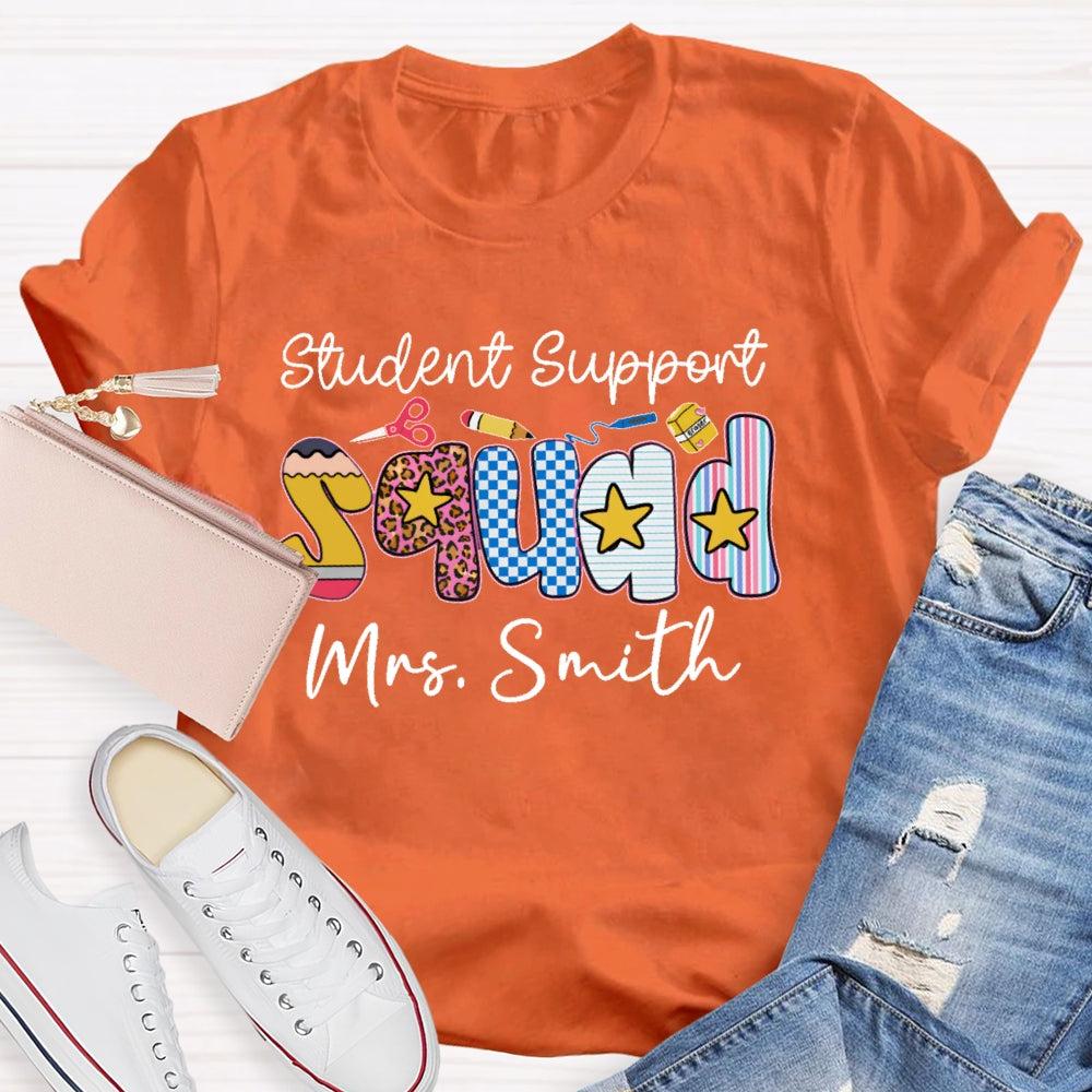 Personalized Name Student Support Squad School Counselor Student Services T-shirt