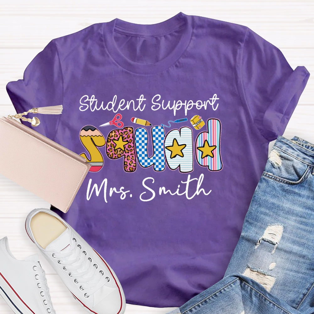 Personalized Name Student Support Squad School Counselor Student Services T-shirt