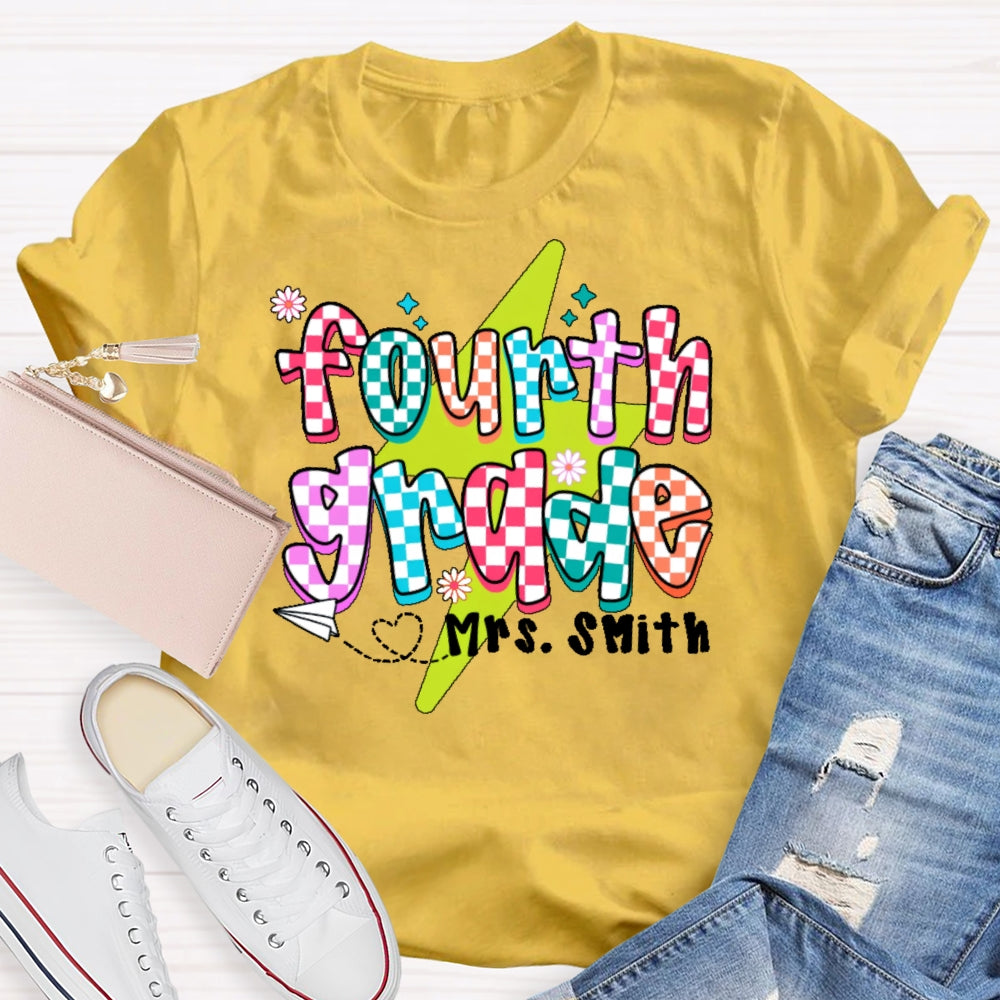 Personalized Name And Grade Fourth Grade Boy Girl Back To Schoo T-shirt