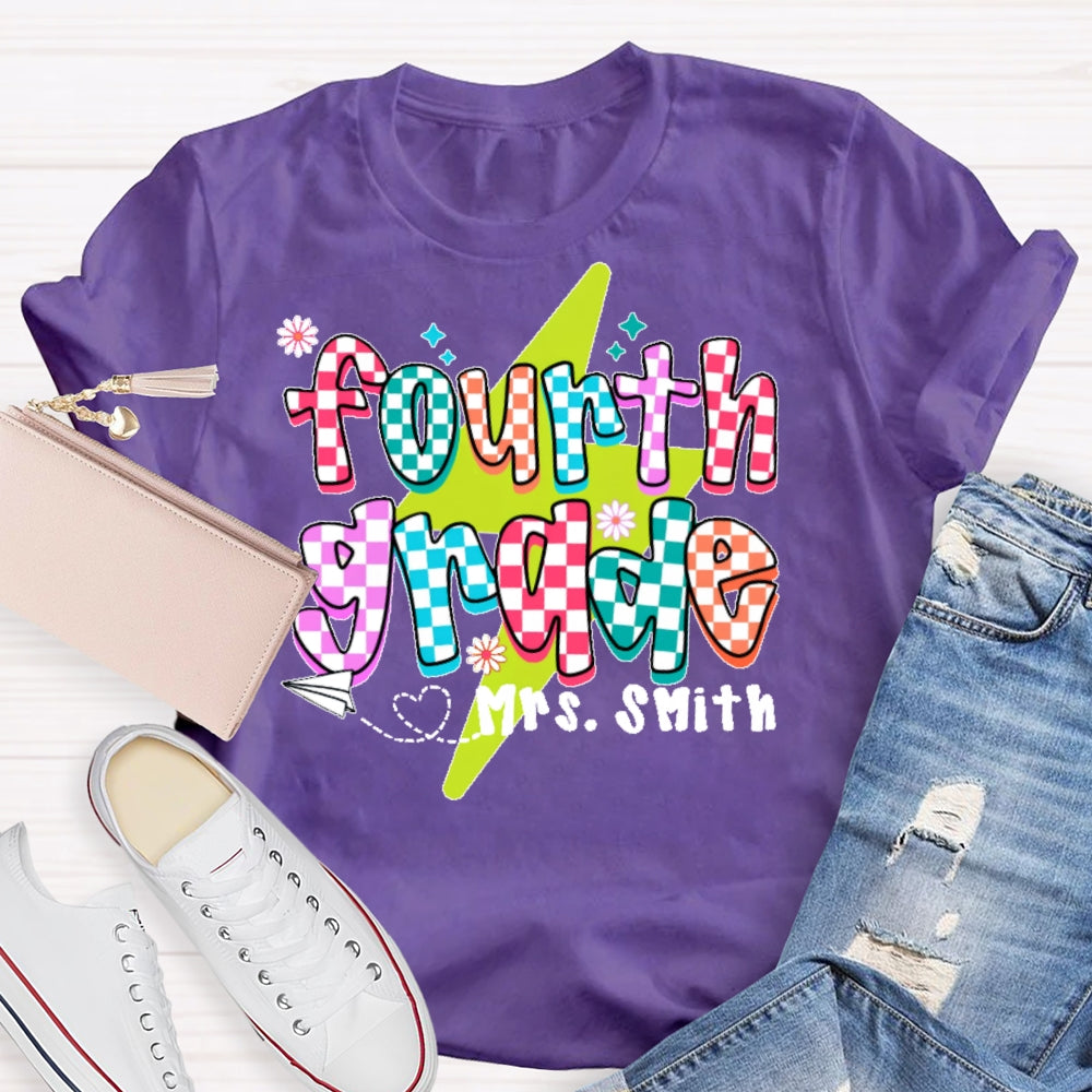 Personalized Name And Grade Fourth Grade  Boy Girl Back To Schoo T-shirt
