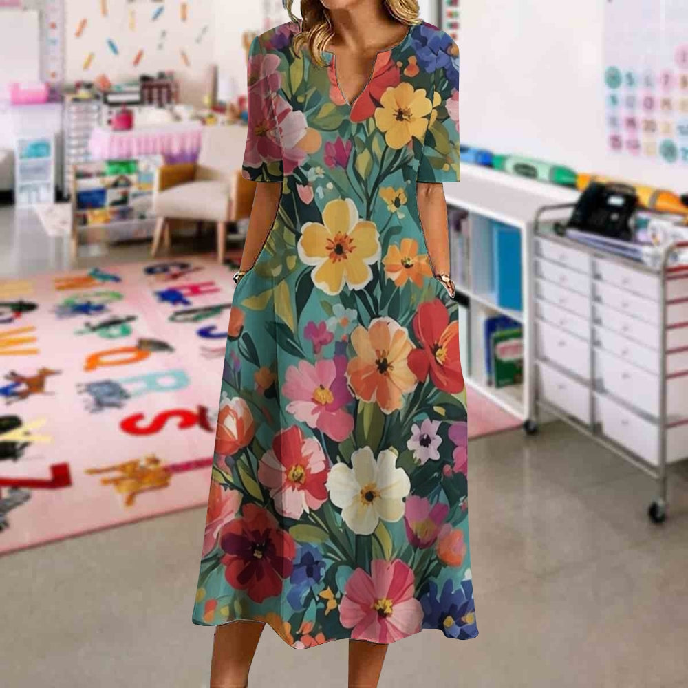 Elegant Floral Seamless Pattern Dress