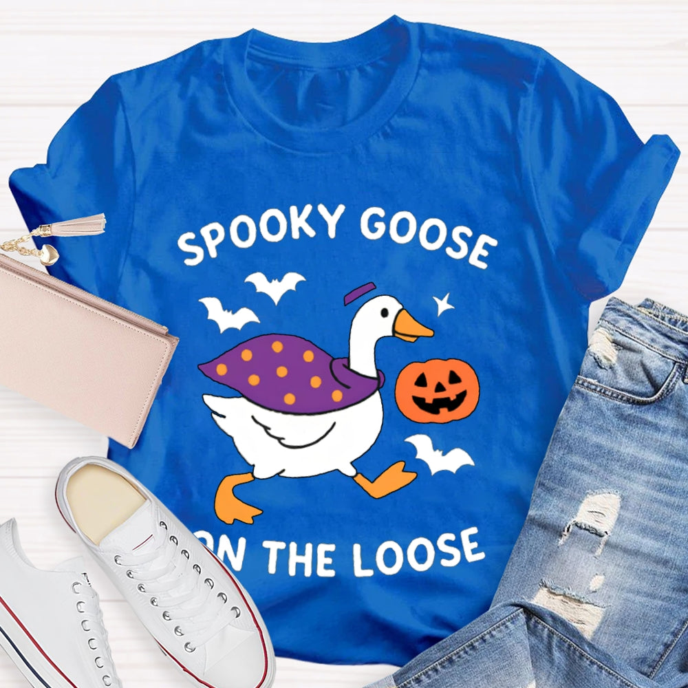 Spooky Goose On The Loose Funny Halloween T-shirt
