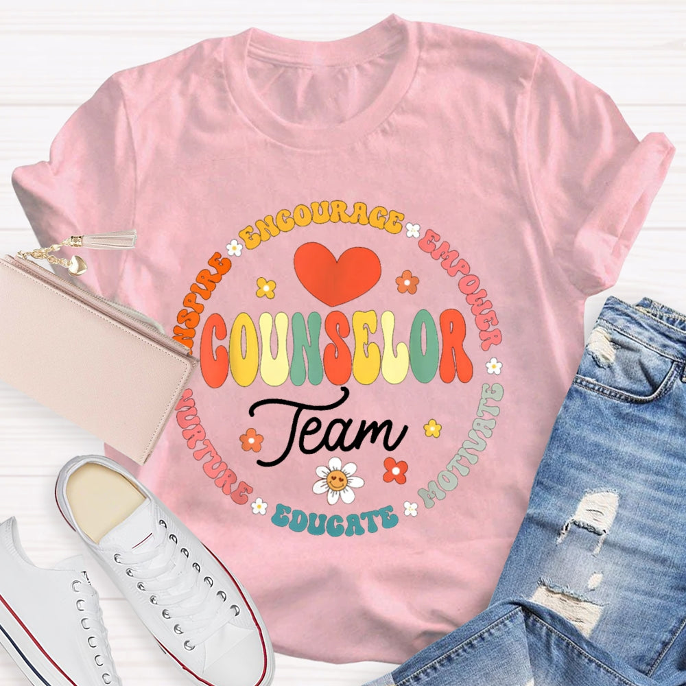 Counselor Team Encourage Empower Motivate Educate T-shirt