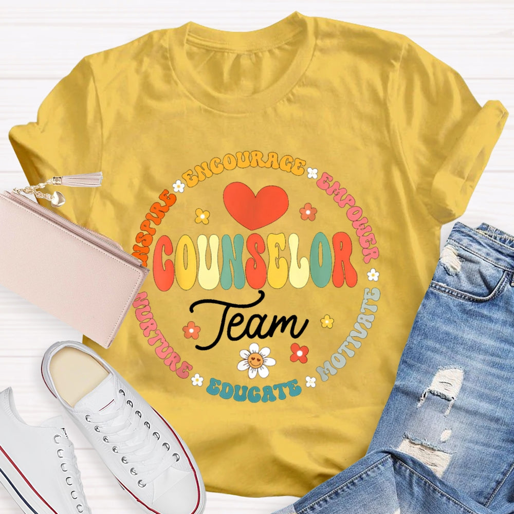 Counselor Team Encourage Empower Motivate Educate T-shirt