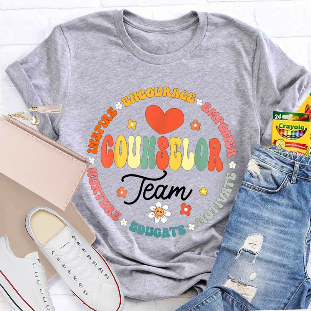 Counselor Team Encourage Empower Motivate Educate T-shirt