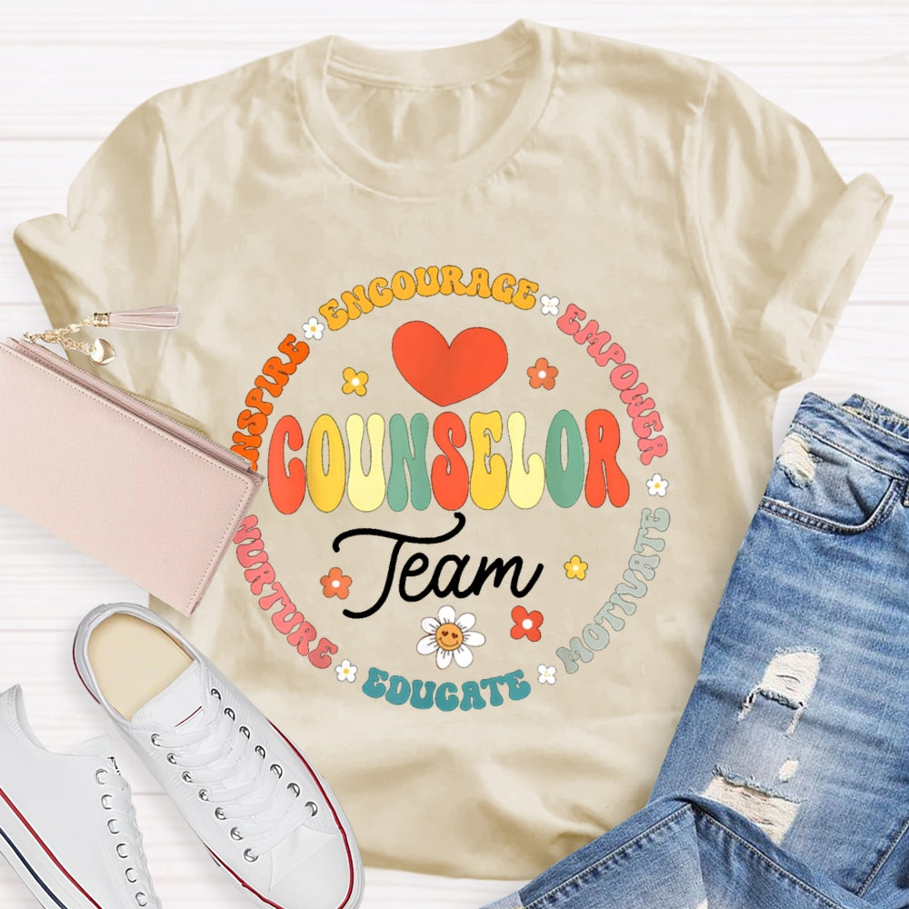 Counselor Team Encourage Empower Motivate Educate T-shirt