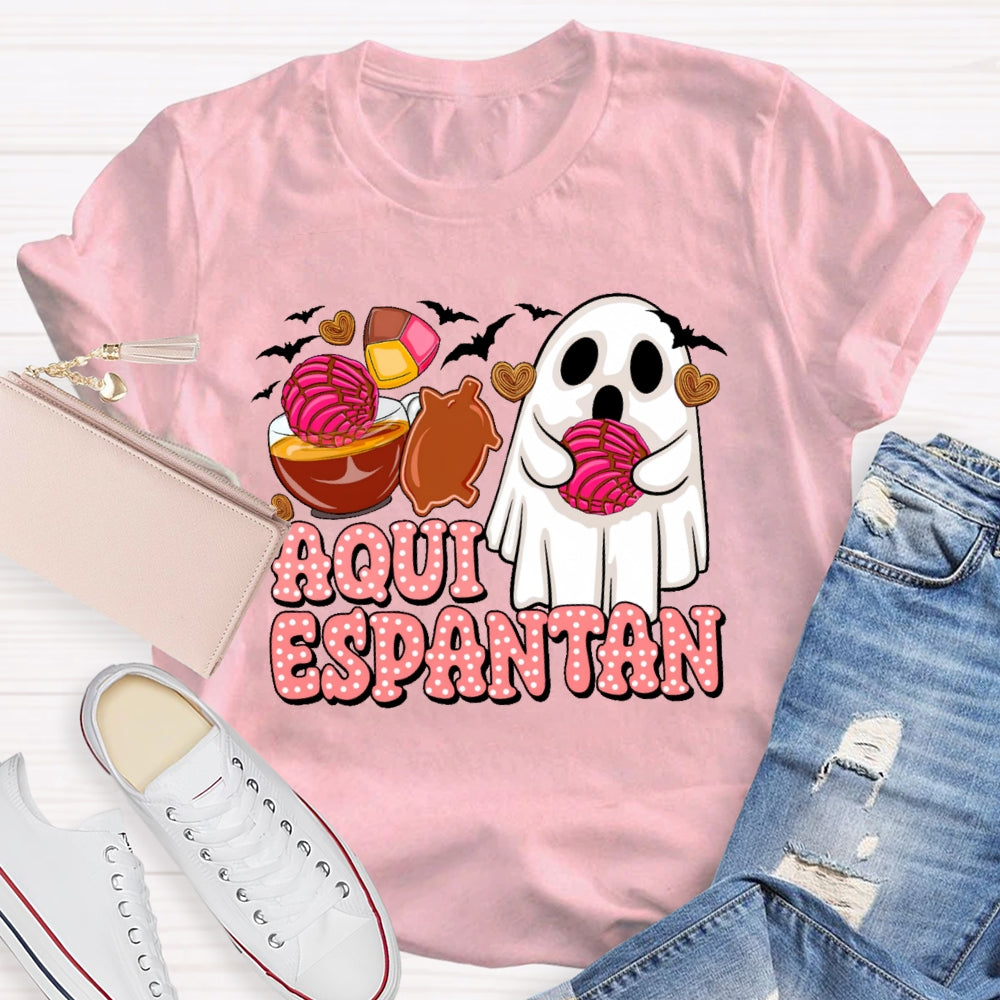 Aqui Espantan Funny Spanish Halloween T-shirt