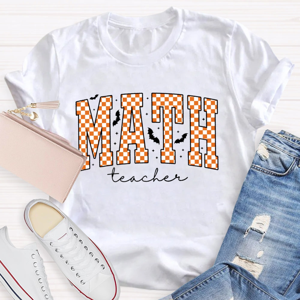 Math Teacher Halloween Funny Letters T-shirt