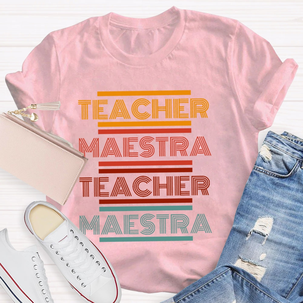 Maestra Spanish Teacher Colorful Letter Funny T-shirt