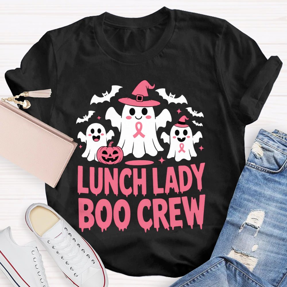 Lunch Lady Boo Crew Cute Ghosts And Bats Funny Halloween T-shirt
