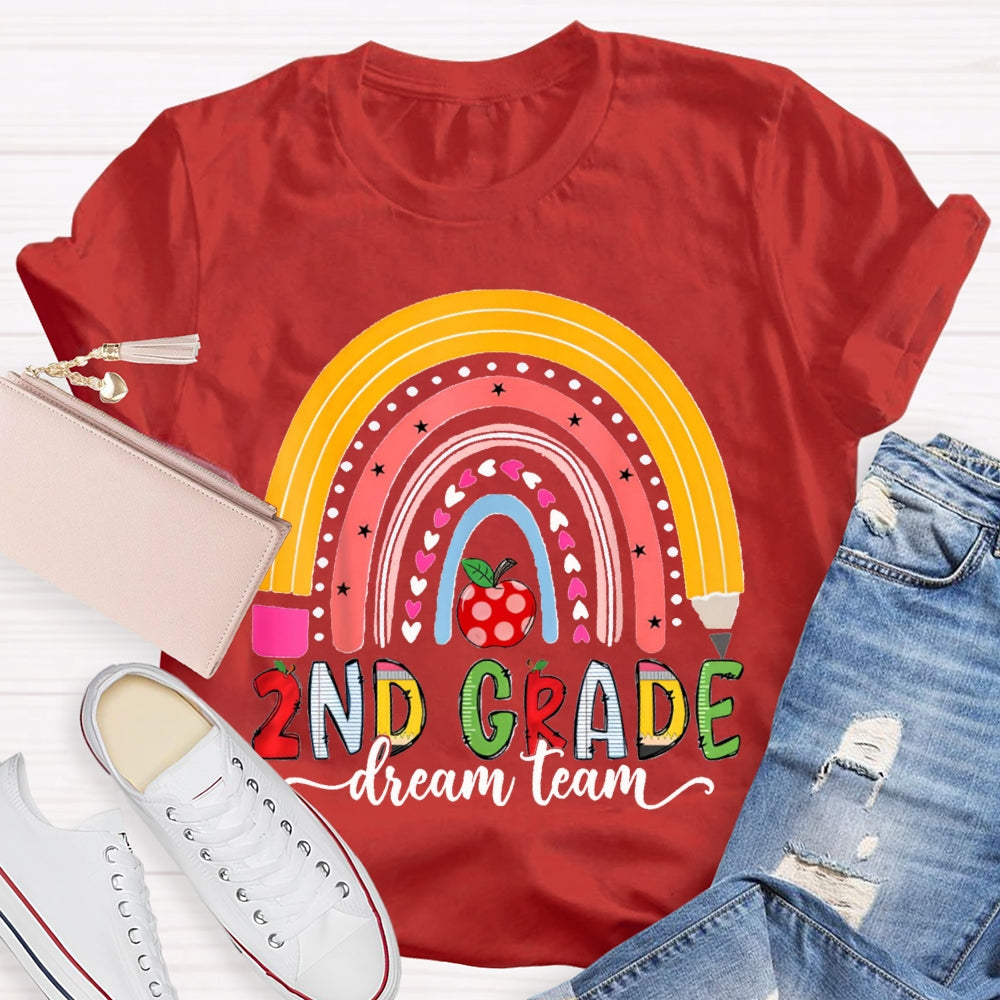 Personalized Grade Second Grade Dream Team Color Curves And Apples T-shirt