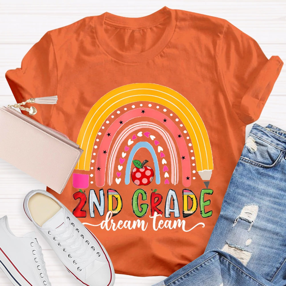 Personalized Grade Second Grade Dream Team Color Curves And Apples T-shirt