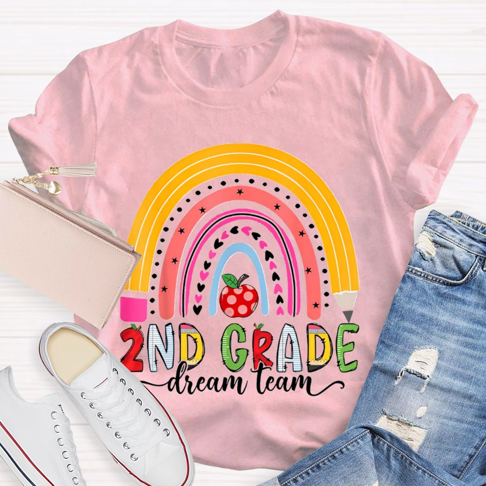 Personalized Grade Second Grade Dream Team Color Curves And Apples T-shirt