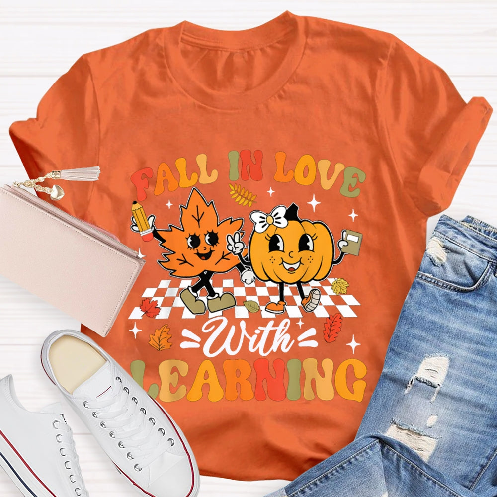 Fall In Love With Learning Maple Leaves And Pumpkins Halloween T-shirt