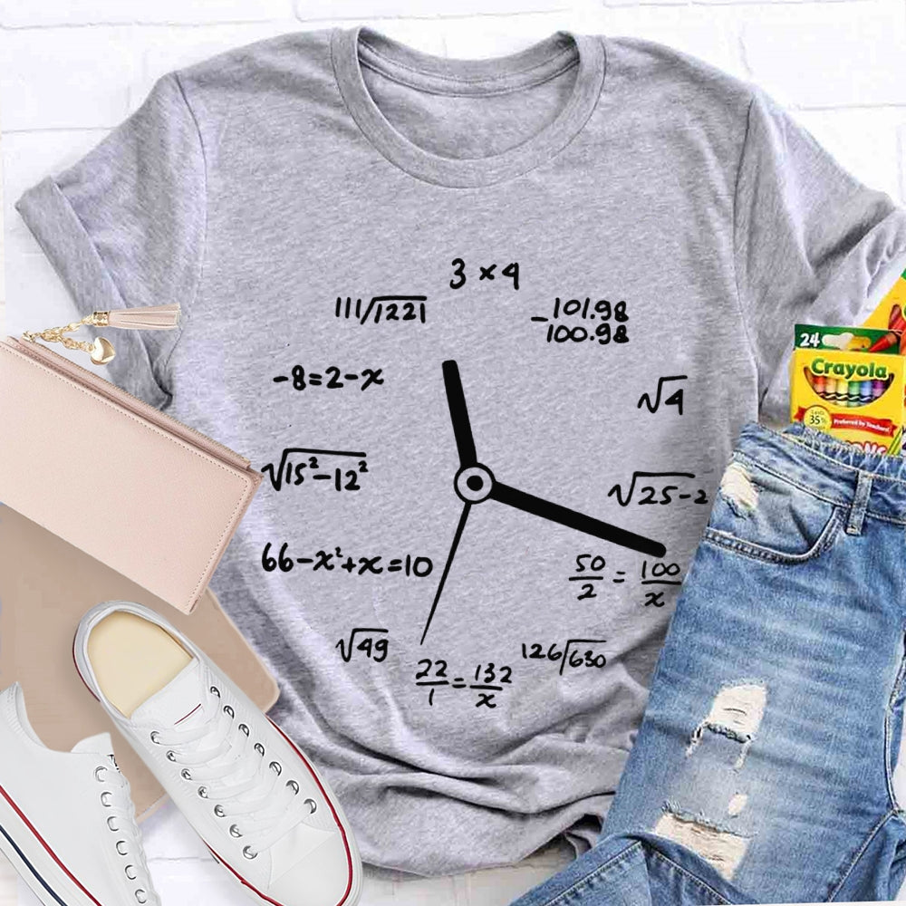 A Clock Made Of Mathematics Funny Math Teacher T-shirt