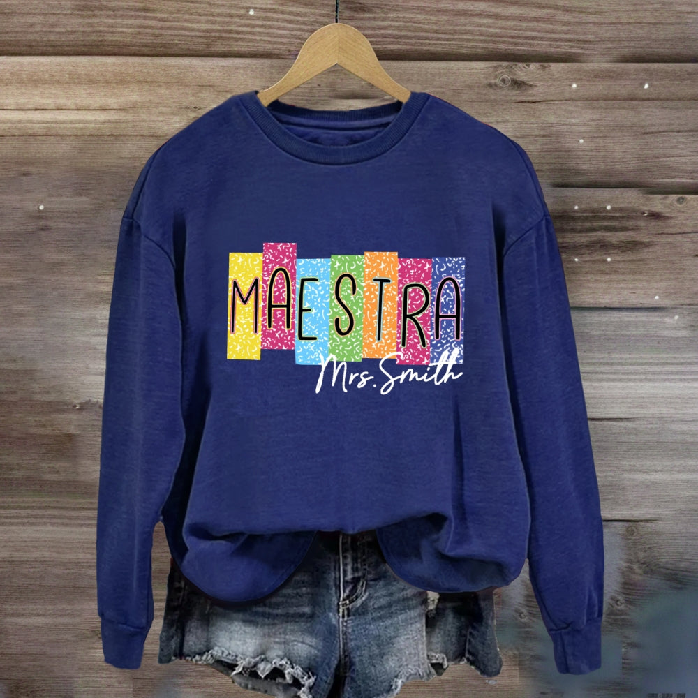 Personalized Name Maestra Colorful Squad Sweatshirt