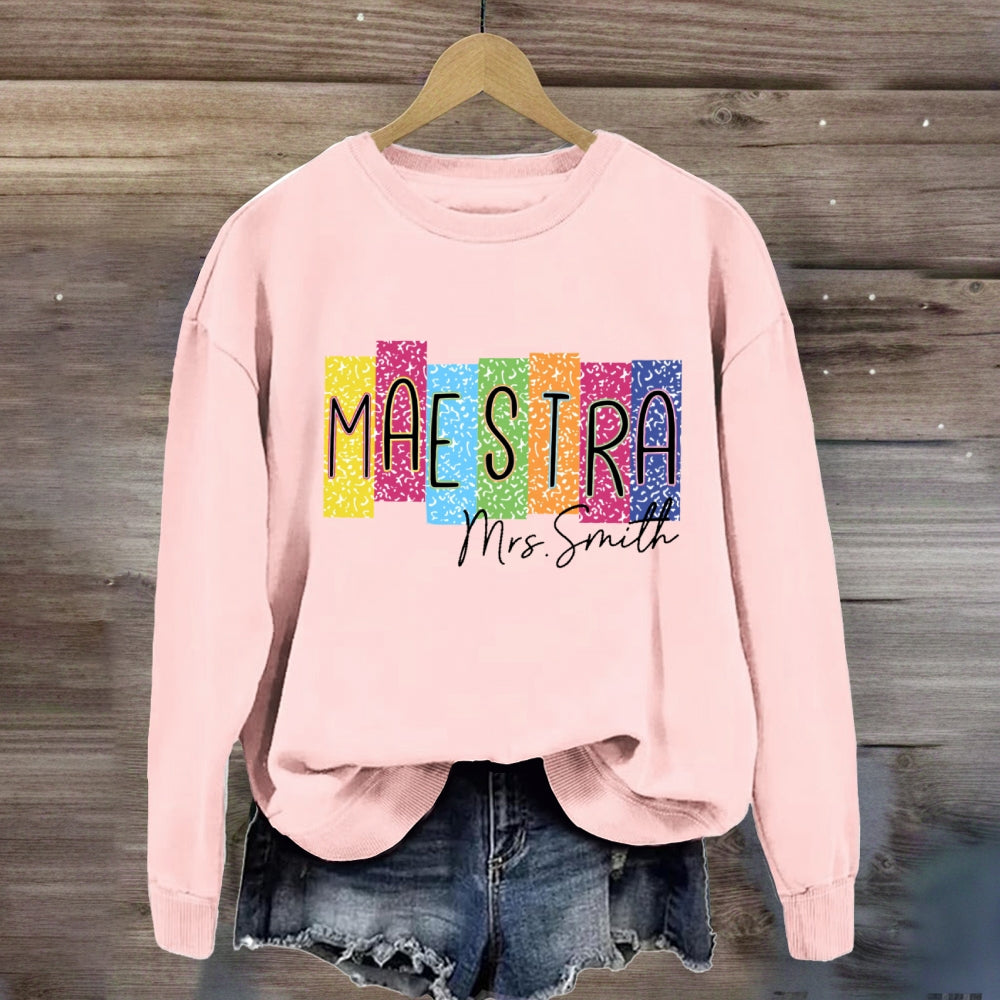 Personalized Name Maestra Colorful Squad Sweatshirt