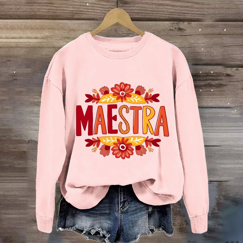 Vintage Floral Maestra Teacher Sweatshirt