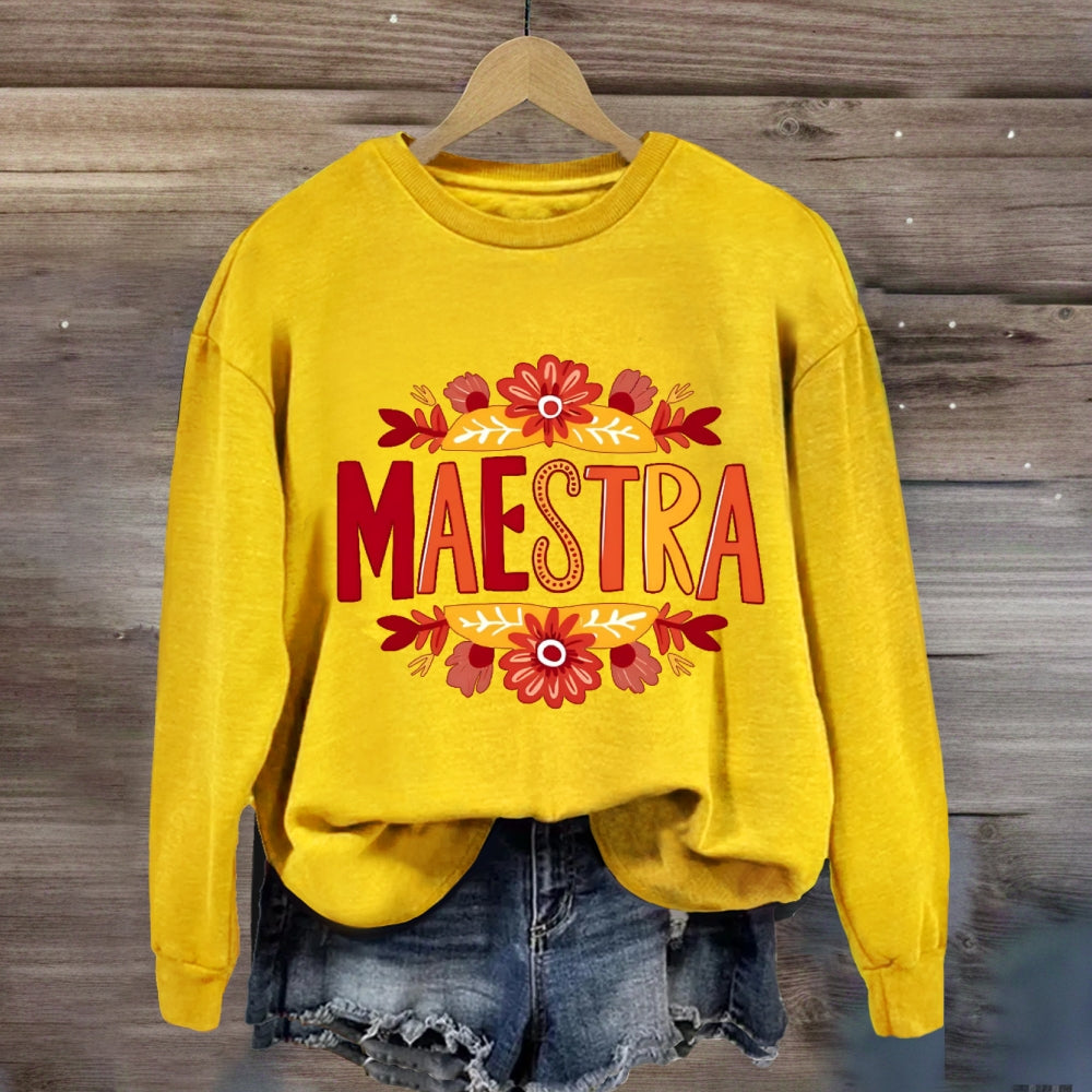 Vintage Floral Maestra Teacher Sweatshirt