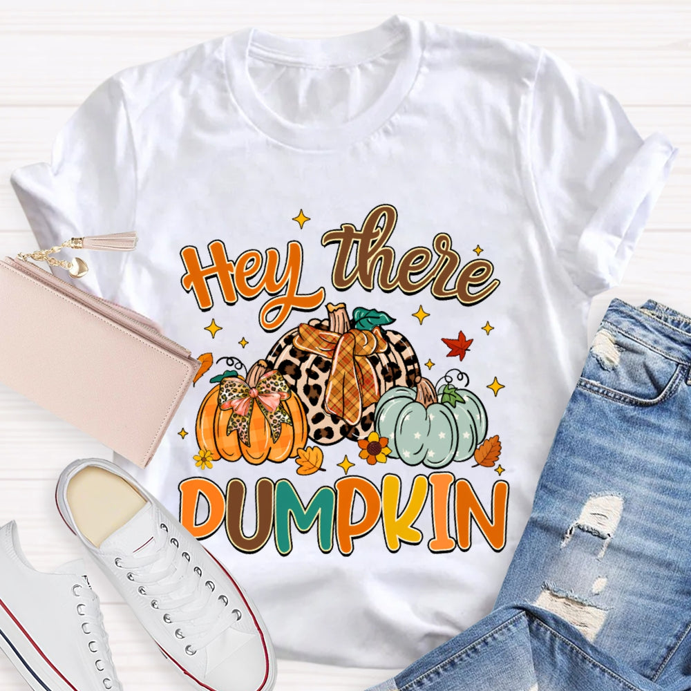Hey There Pumpkin Cute Pumpkins And Maple Leaves Funny Halloween T-shirt