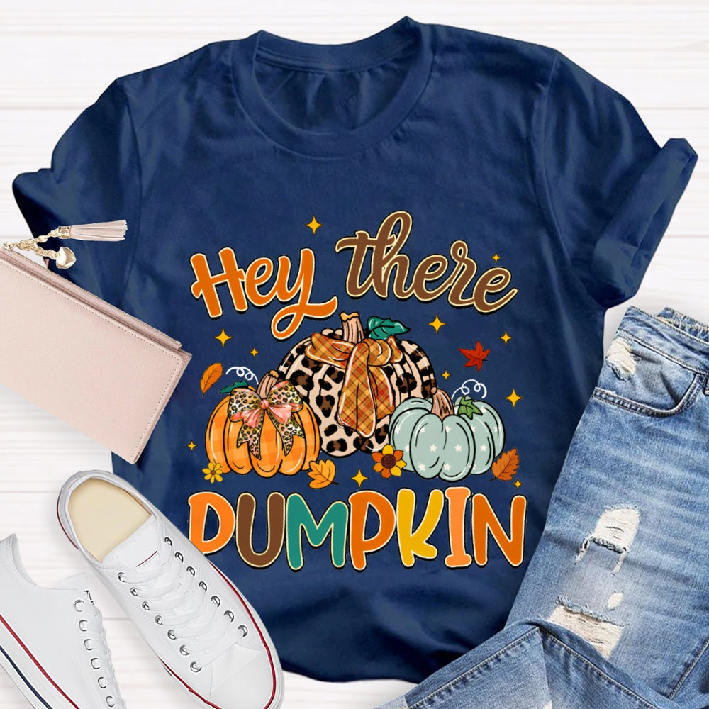 Hey There Pumpkin Cute Pumpkins And Maple Leaves Funny Halloween T-shirt
