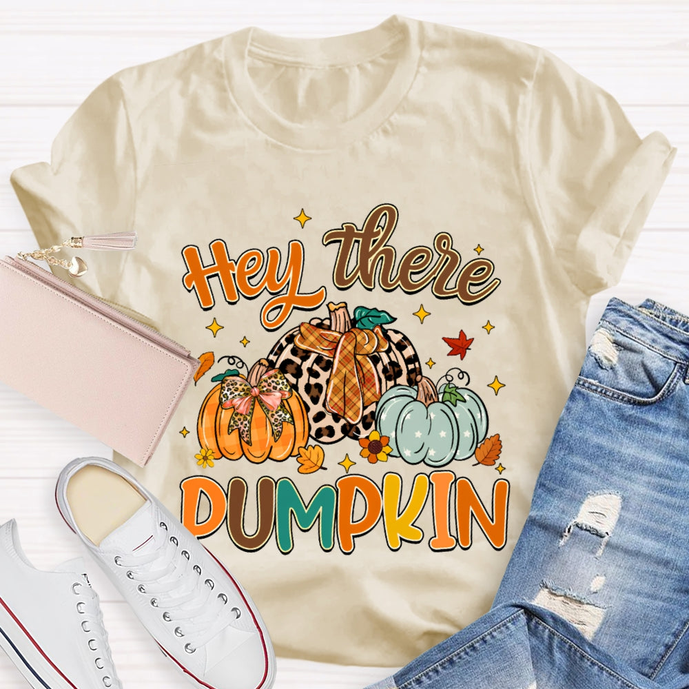 Hey There Pumpkin Cute Pumpkins And Maple Leaves Funny Halloween T-shirt