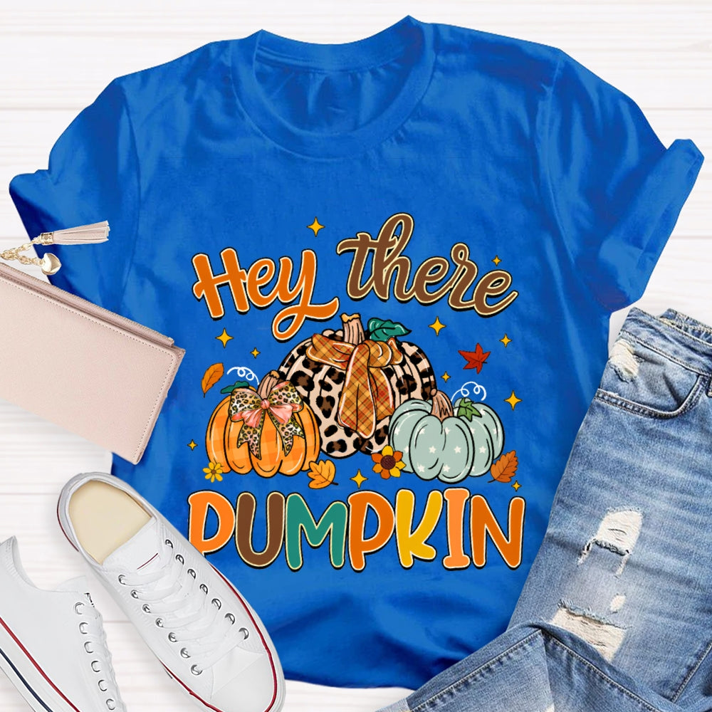 Hey There Pumpkin Cute Pumpkins And Maple Leaves Funny Halloween T-shirt