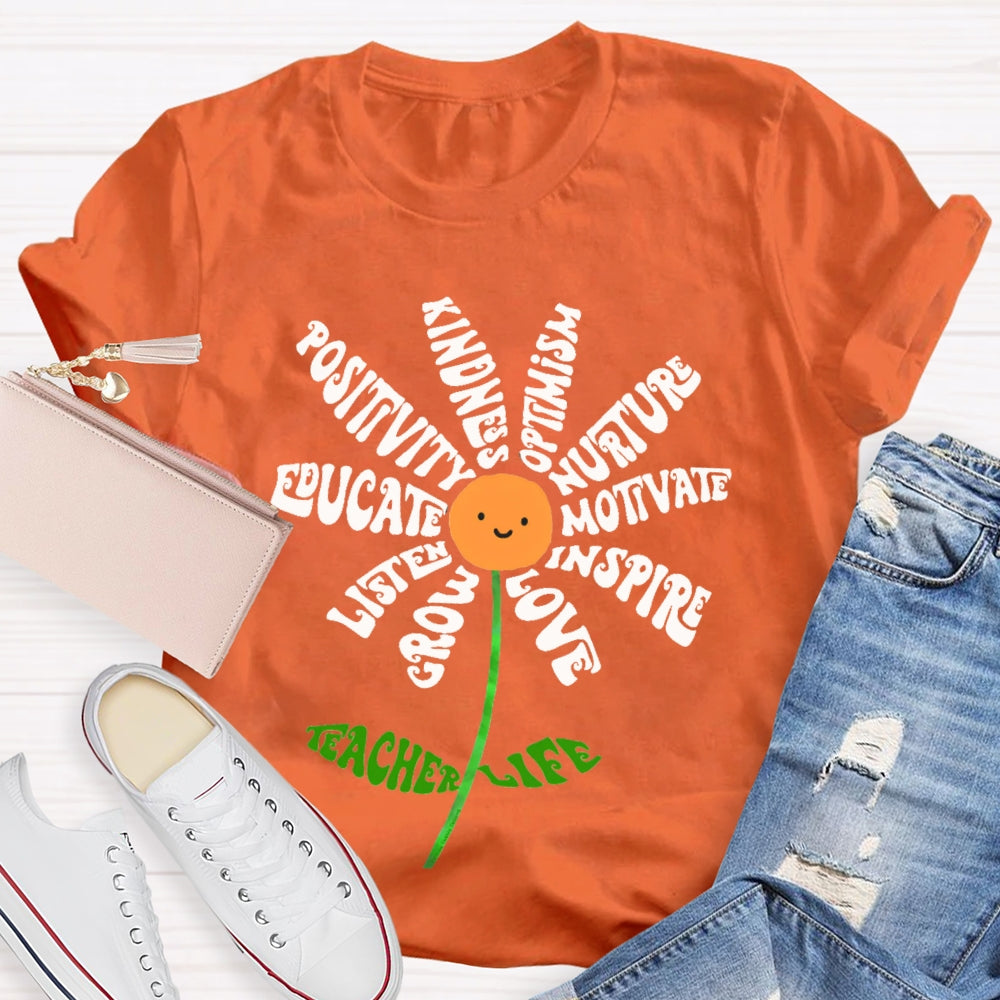 Crow Listen Educate Positivity Kindness Optimism Nurture Motivate Inspire Love Teacher Life T-shirt